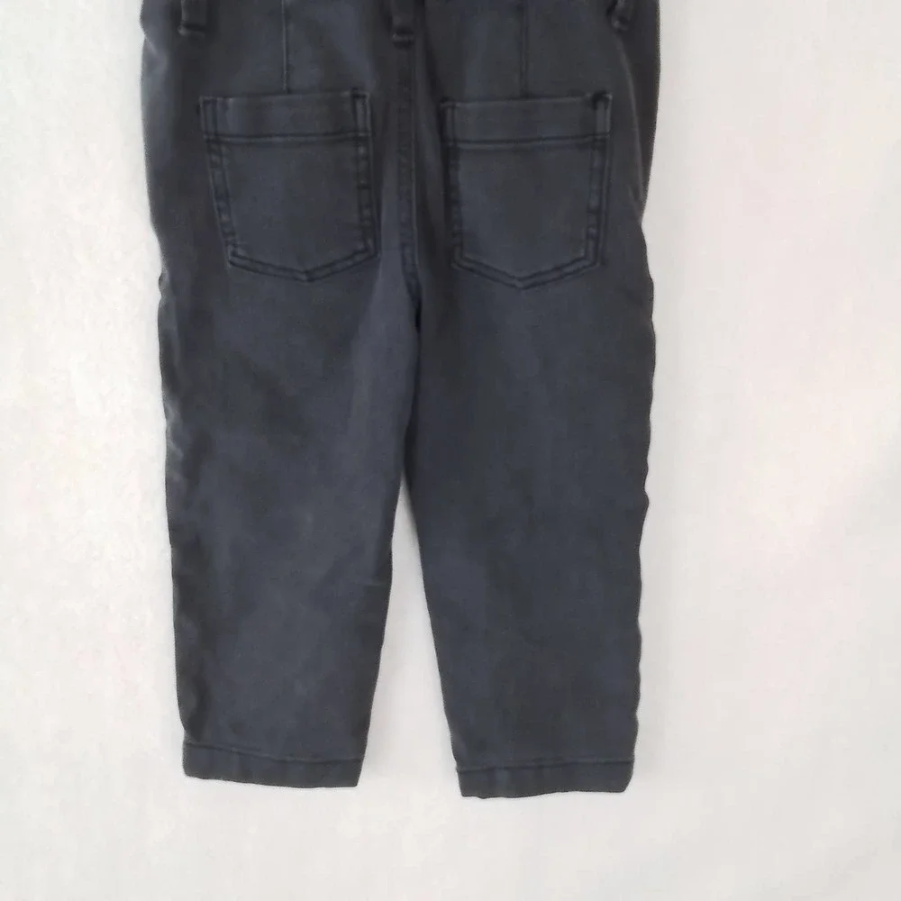 OshKosh Girls Overalls 4 Black Faded Cropped Denim Overall Jeans Relaxed Fit‎